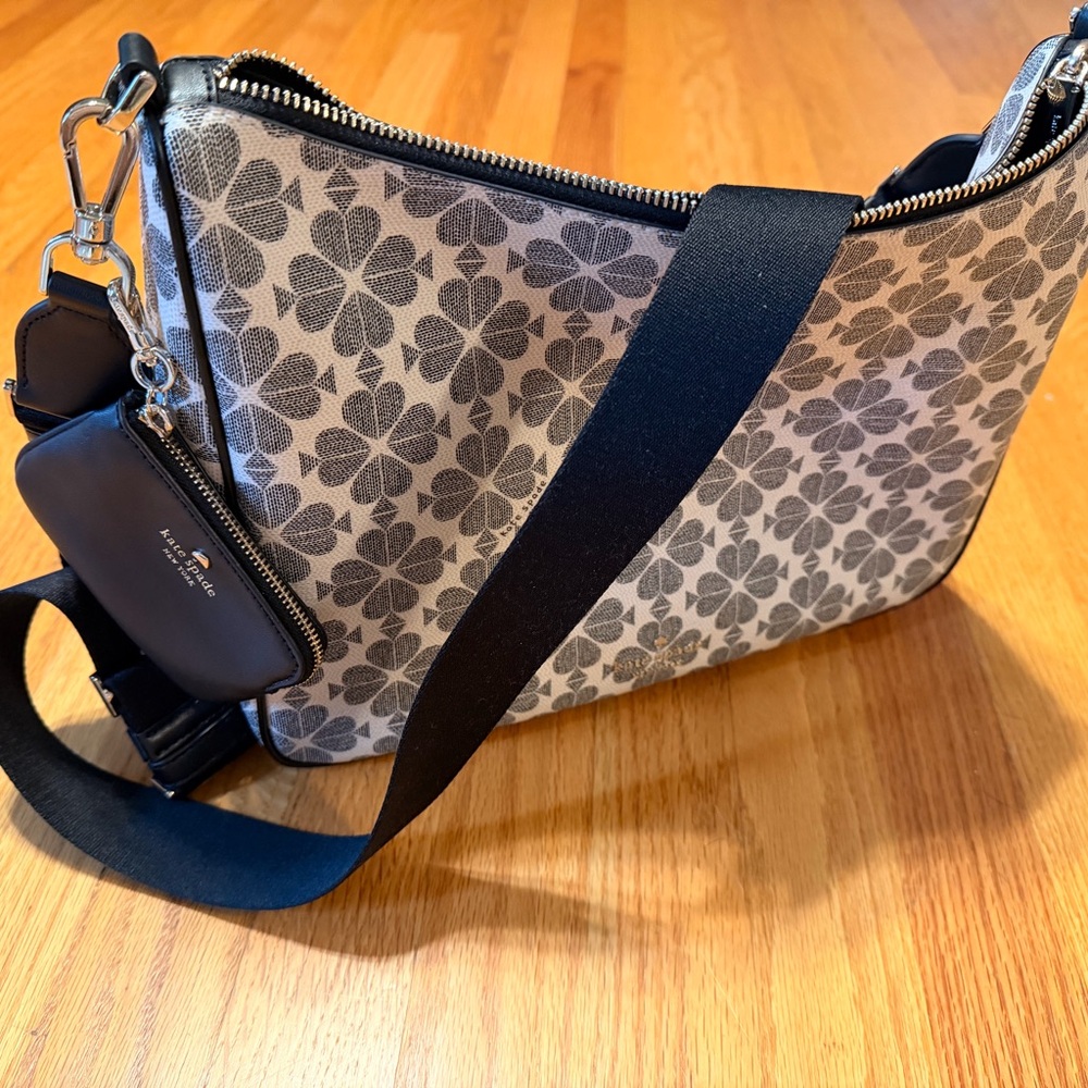 Kate Spade Black and Gray Clover Pattern Crossbody Bag - Picture 2 of 2